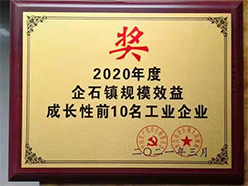 2020年度企石鎮(zhèn)規(guī)模效益成長性前10名工業(yè)企業(yè)